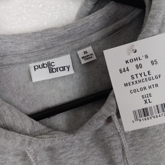 Public Library Hoodie XL Gray Cherubs Graphics Sweatshirt Pullover - Picture 9 of 10